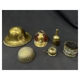 6 Antique Brass Novelty Inkwells & DeskAccessories