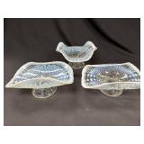3 EAPG Opalescent Glass Candy Dishes/ Card Holders