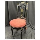 LouisXVI-Style Black Gilt Vanity Accent Chair