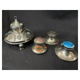4 Sterling & Silver Plated Capstan Inkwells