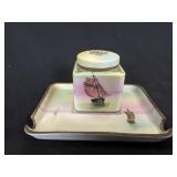 Nippon HandPainted InkWell & PenTray w/Sailboat