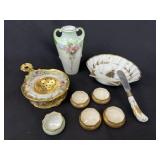 Assorted 9pc Lot Handpainted Porcelain Table Items