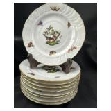 Herend Porcelain Rothschild Bird 6' Plates 9pc Lot
