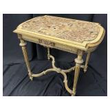 LouisXVI-Style Inlaid Marble Parcel Giltwood Table