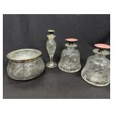 Cut Crystal Vintage Vanity Perfume Set & PowderJar