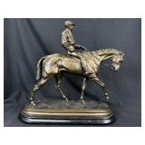 Bronze Horse & Jockey Sculpture After P.J. Mêne