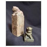 Pair Chinese Foo Dog Carved Seal Stamps