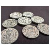 8 Carved Steatite Ancient-Style Coin Tokens