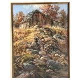 George C. Benedict Oil on Board Autumn Rustic Barn