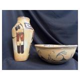 Hopi Pueblo Pottery Vase & Bowl Lot
