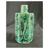 Persian Qajar Turquoise Pottery Fish Vase