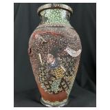 Japanese Satsuma Moriage Warrior Scene Vase