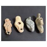 4 Ancient-Style Figural Terracotta Oil Lamps