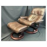 Ekornes Stressless Brown Leather Recliner &Ottoman