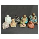Group of 8 Budai Laughing Buddha Figures