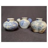 3 Chinese Blue & White Figural Pottery Jarlets