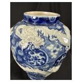 Japanese Arita Blue & White Porcelain Dragon Jar