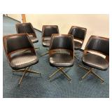 6 B. Brody MCM Walnut Swivel Dining Chairs