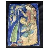 Persian Qajar Figural Polychrome Ceramic Tile