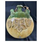 Vintage Italian Glazed Terracotta Pilgrim Flask