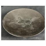 Antique Bronze Plate with Stylized Horse