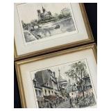 Signed Franz Herbelot Watercolor Lithograph PAIR
