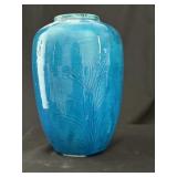 Art Pottery Peacock Blue Bamboo Vase