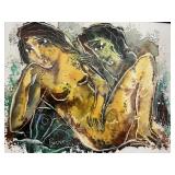 Calvin W. Burnett SIgned Abstract Nude Acrylic