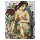 Calvin W. Burnett Signed Abstract Nude Acrylic