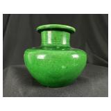 Japanese Awaji Pottery Monochrome Green Vase