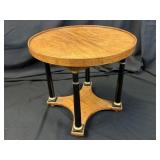Empire Style Burl Wood Round Side Table