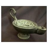 Roman Grand Tour Bronze Oil Lamp New Year Motto