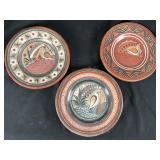 3 Tonalï¿½ Barro Bruï¿½ido Bird Wall Plates