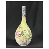 Chinese Famille Rose Floral Bamboo Bottle Vase