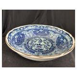 Japanese Blue & White Porcelain Bowl  Iznik Floral