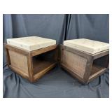 Pair Mid-Century Ottomans/Coffee Table Side Tables