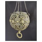 Antique Ornate Pierced Brass Hanging Censer