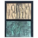 Irving Lehman Modernist Figure Drawings Pair