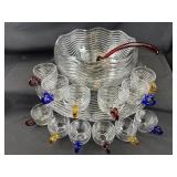 Duncan & Miller Caribbean Glass Punch Bowl Set 15p