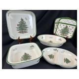 6pc Spode Porcelain Christmas Tree "Oven To Table"