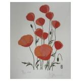 P. Chu Signed Limited Edition Poppy Serigraph 68/5