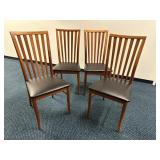 4 Italian MCM Walnut Slat Back Dining Chairs