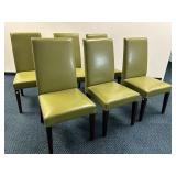 6 Pottery Barn Grayson Green Leather Chairs