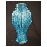 Chinese Peacock Blue Chiwen Pottery Vase