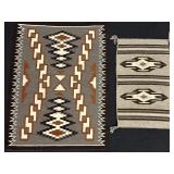 2 Southwestern Handwoven Wool Geometric Rugs