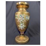 Bohemian Gilt Cobalt Enameled Art Glass Vase