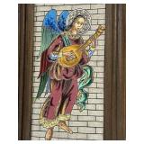 Spanish Catalan Sgraffito Ceramic Angel Tile