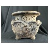 Antique Tribal Incised Tripod Pottery Vessel