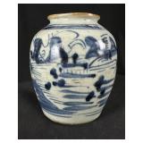 Chinese Canton Blue & White Porcelain Ginger Jar