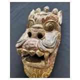 Nepal Carved Wood Yama Wrathful Deity Mask